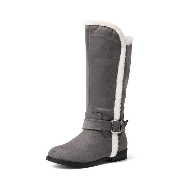 Kids Mid-Calf Sherpa Lining Boots - DARK GRAY -  0